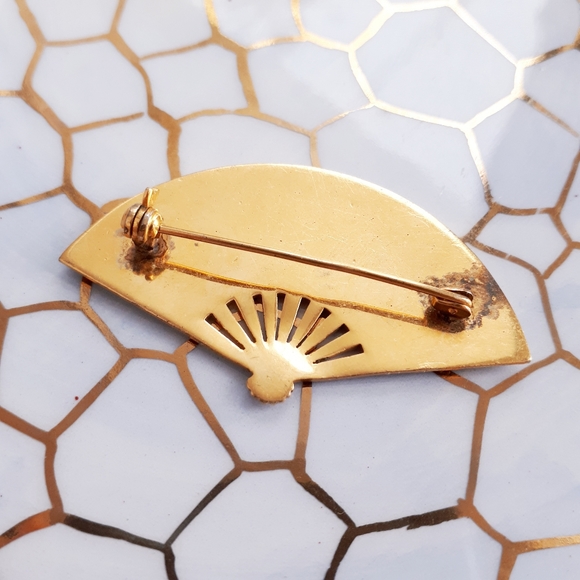 Vintage handmade Spanish damascene pin brooch - Picture 5 of 10